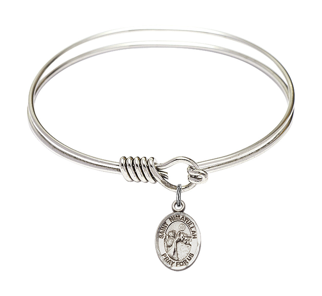 Smooth Bangle Bracelet with a Saint Nimatullah Charm