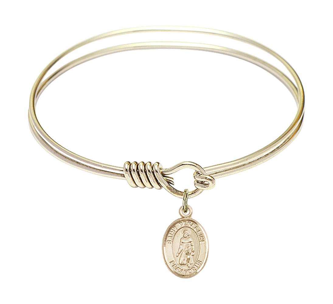 Smooth Bangle Bracelet with a Saint Peregrine Laziosi Charm