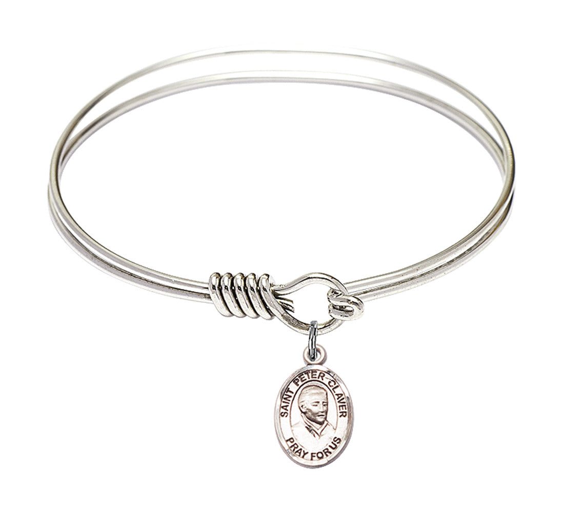 Smooth Bangle Bracelet with a Saint Peter Claver Charm