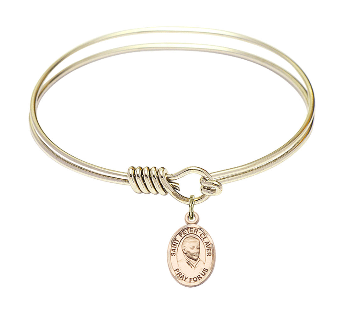 Smooth Bangle Bracelet with a Saint Peter Claver Charm