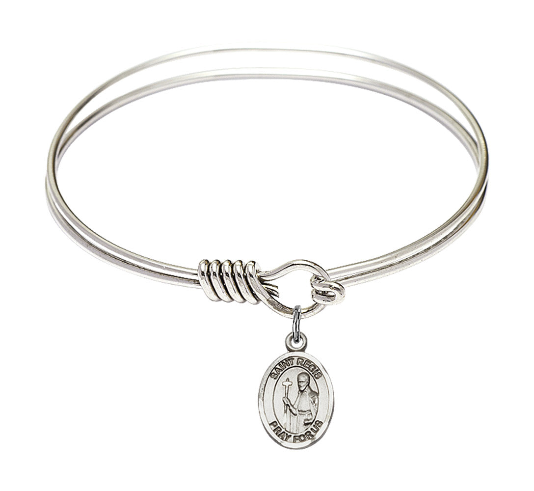 Smooth Bangle Bracelet with a Saint Regis Charm