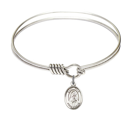 Smooth Bangle Bracelet with a Saint Rita of Cascia Charm