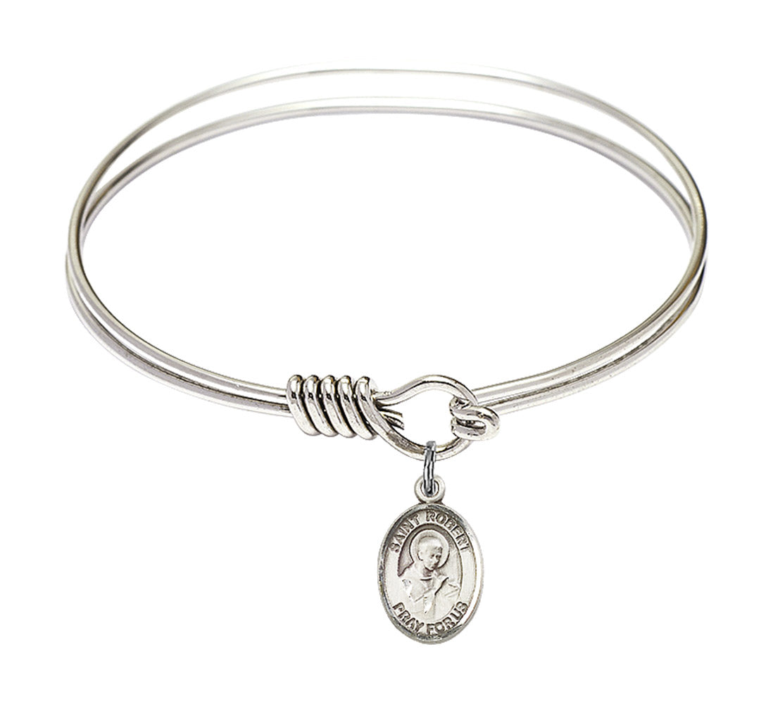 Smooth Bangle Bracelet with a Saint Robert Bellarmine Charm