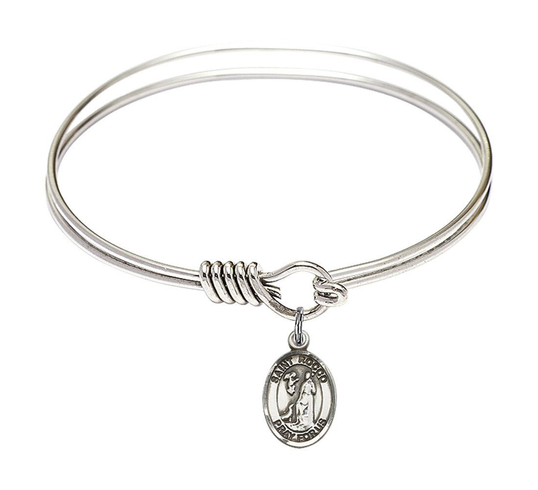 Smooth Bangle Bracelet with a Saint Rocco Charm