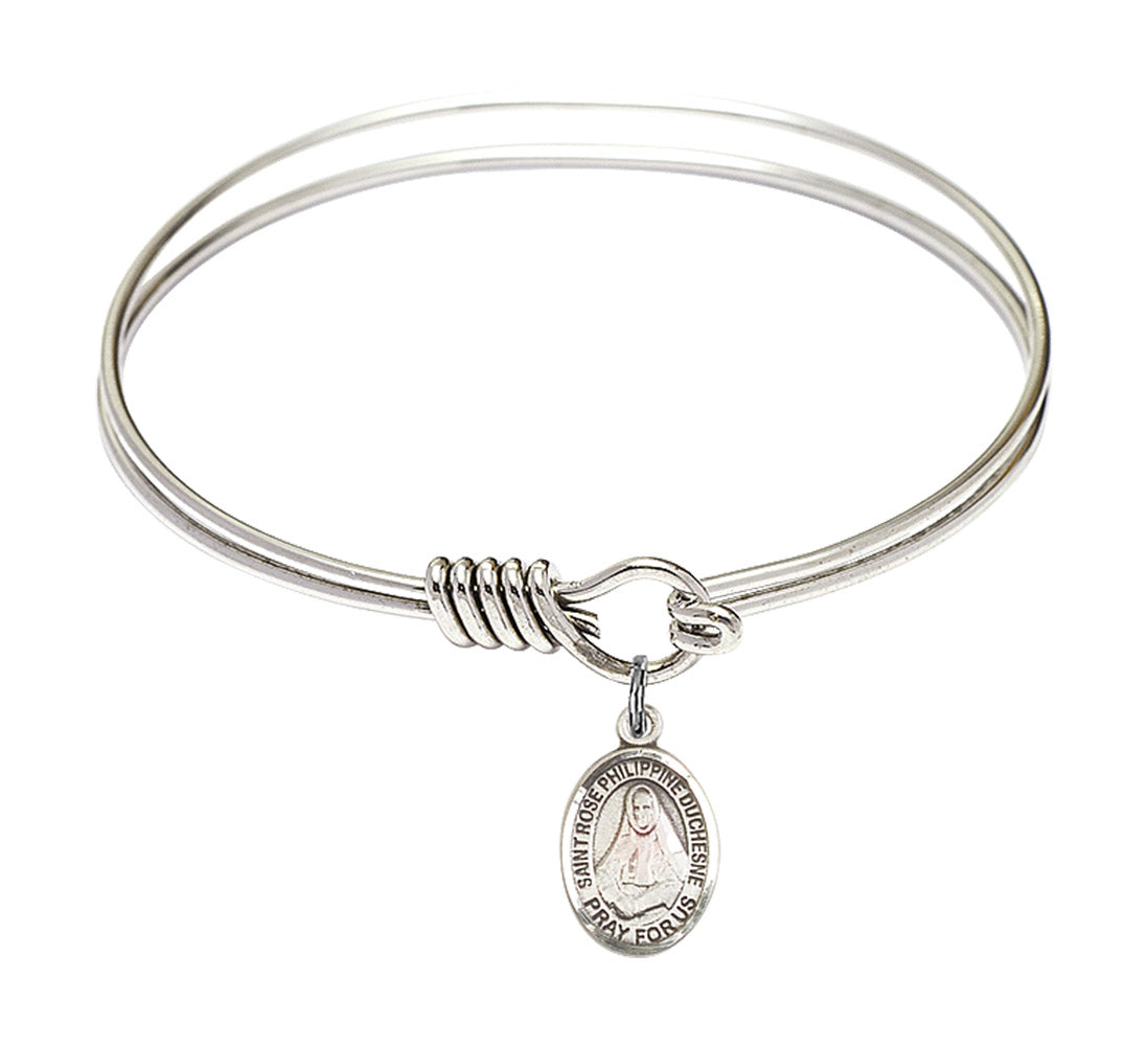 Smooth Bangle Bracelet with a Saint Rose Philippine Duchesne Charm