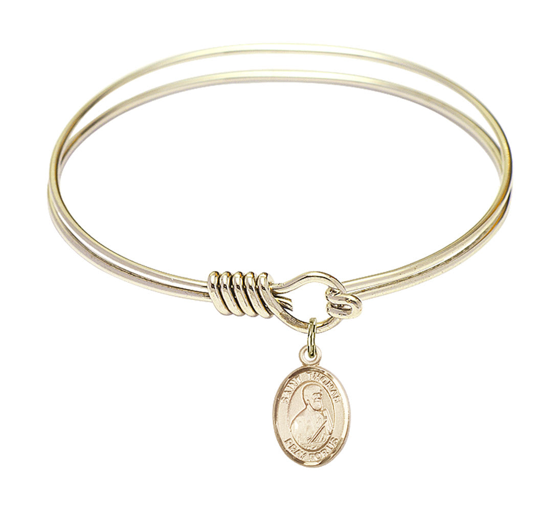 Smooth Bangle Bracelet with a Saint Thomas the Apostle Charm