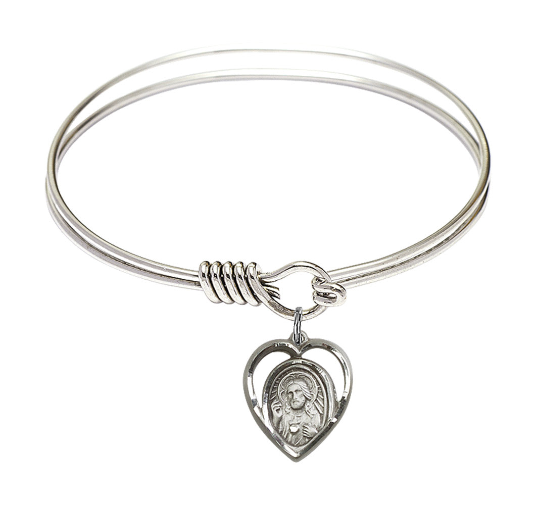 Smooth Bangle Bracelet with a Scapular Charm