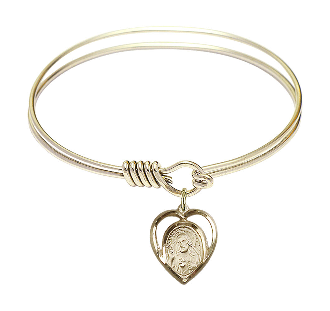 Smooth Bangle Bracelet with a Scapular Charm