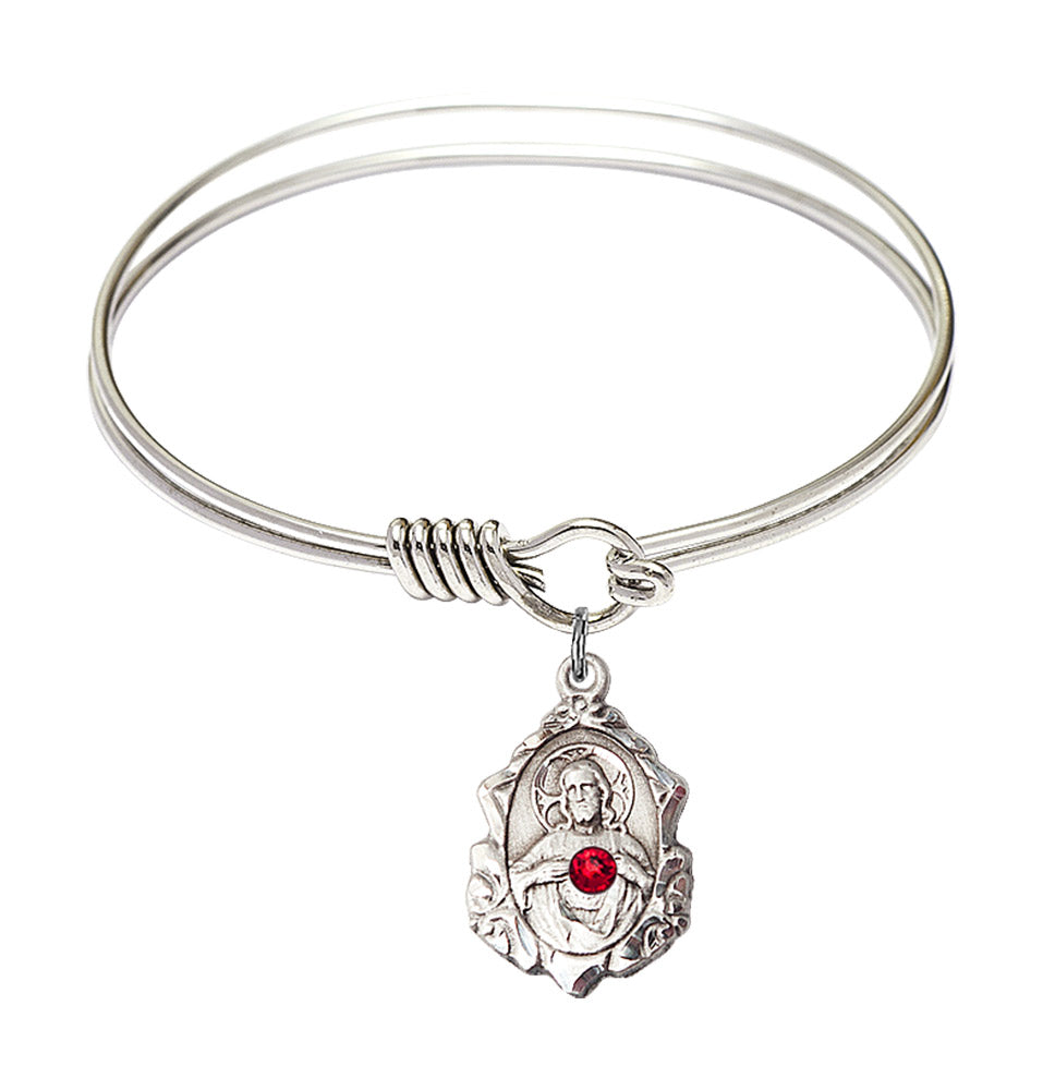 Smooth Bangle Bracelet with a Scapular Charm