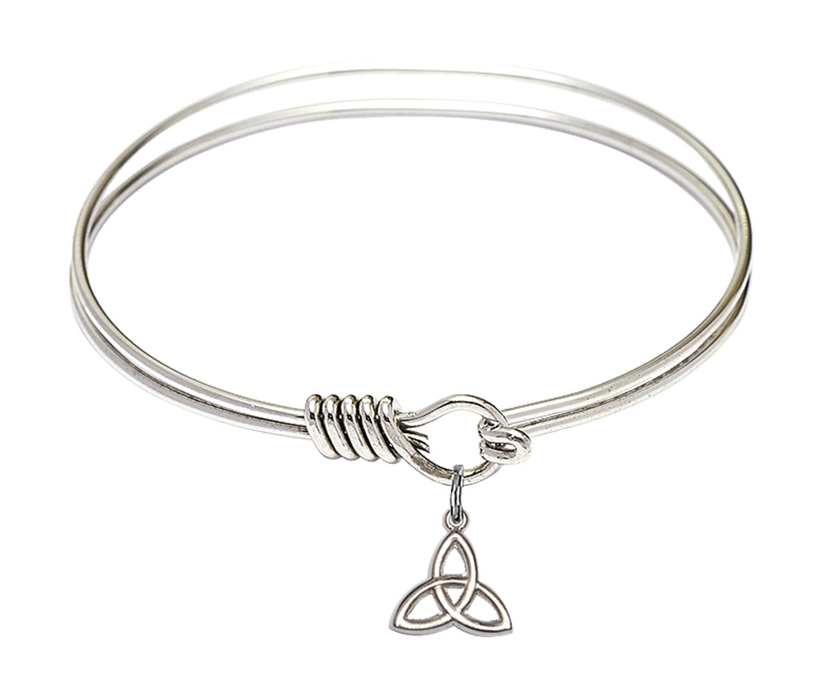 Smooth Bangle Bracelet with a Trinity Irish Knot Charm
