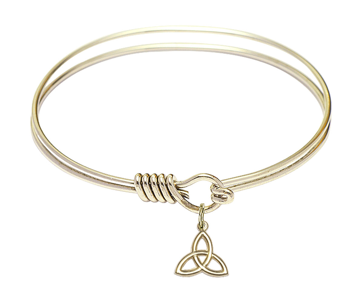 Smooth Bangle Bracelet with a Trinity Irish Knot Charm