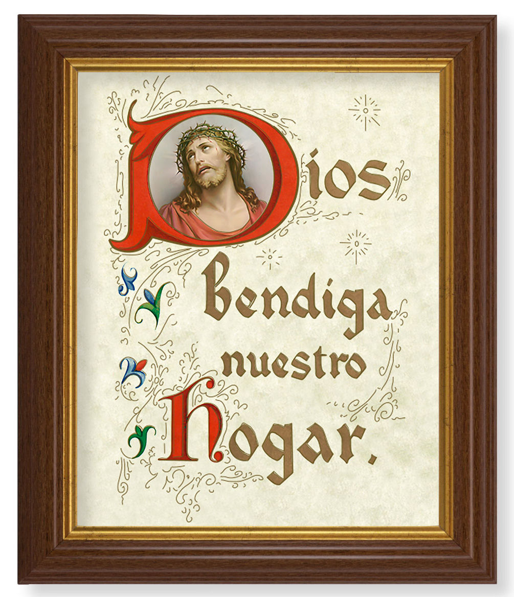 Spanish House Blessing 8x10 Textured Artboard Dark Walnut Frame