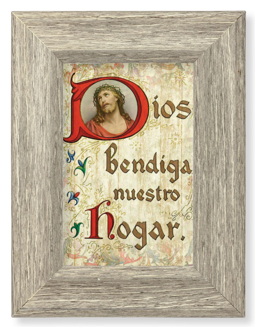 Spanish House Blessing 8x6 Gray Oak Frame