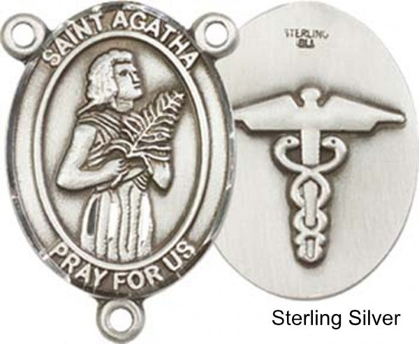 St. Agatha Nurse Rosary Centerpiece Sterling Silver or Pewter