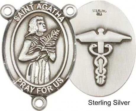 St. Agatha Nurse Rosary Centerpiece Sterling Silver or Pewter
