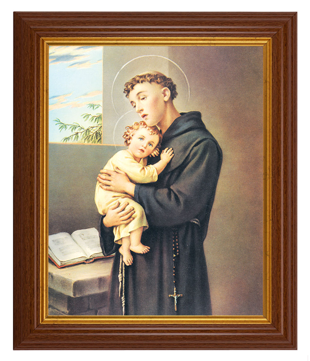 St. Anthony 8x10 Textured Artboard Dark Walnut Frame