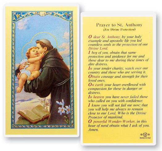 St. Anthony, Divine Protection Laminated Prayer Card