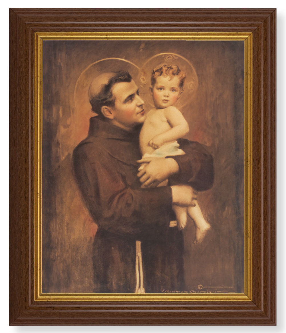 St. Anthony with Jesus by Chambers 8x10 Textured Artboard Dark Walnut Frame