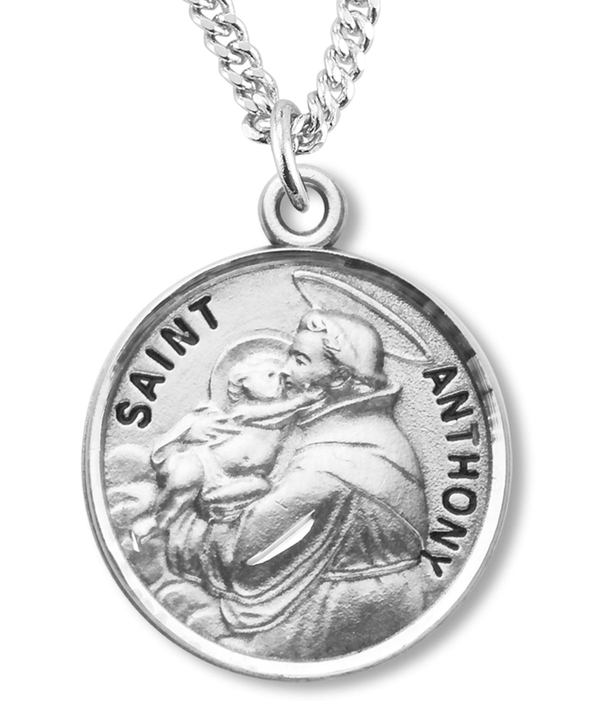 Round Sterling Silver Saint Anthony Medal for Boys