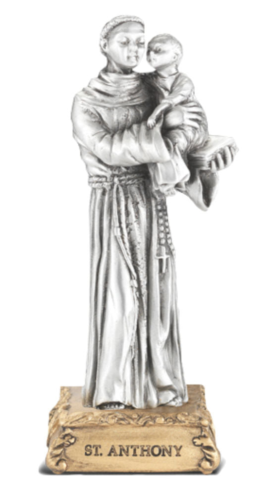 Saint Anthony Pewter Statue 4 Inch