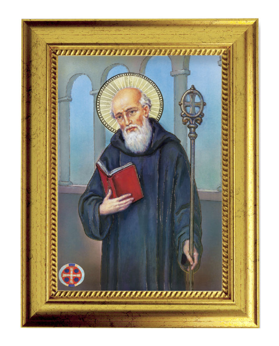 St. Benedict 5x7 Print in Gold-Leaf Frame