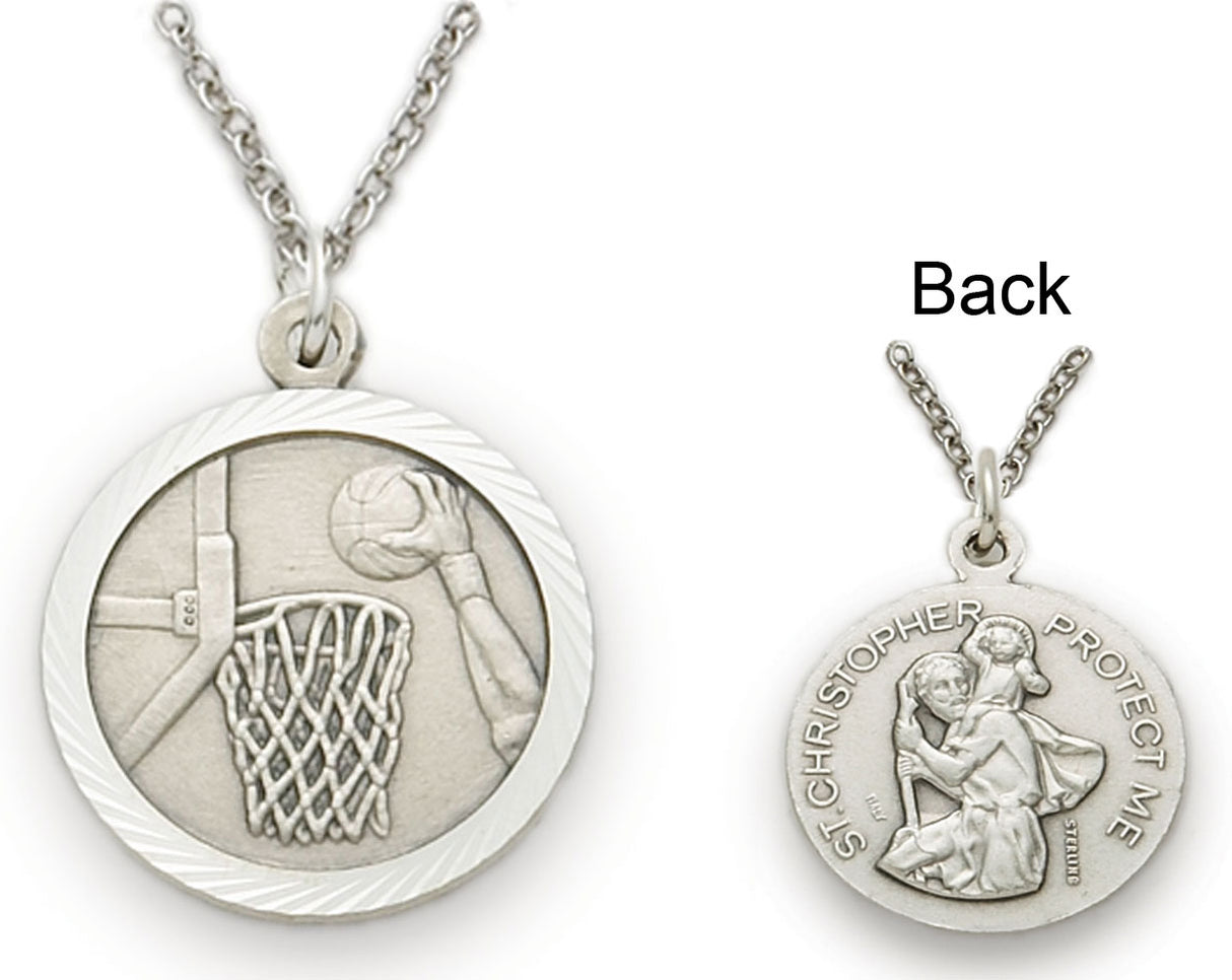 St. Christopher Basketball Sports Medal with Chain