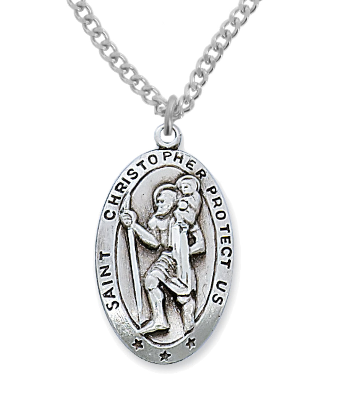 St. Christopher Medal Sterling Silver - 1 1/8 inch for Women