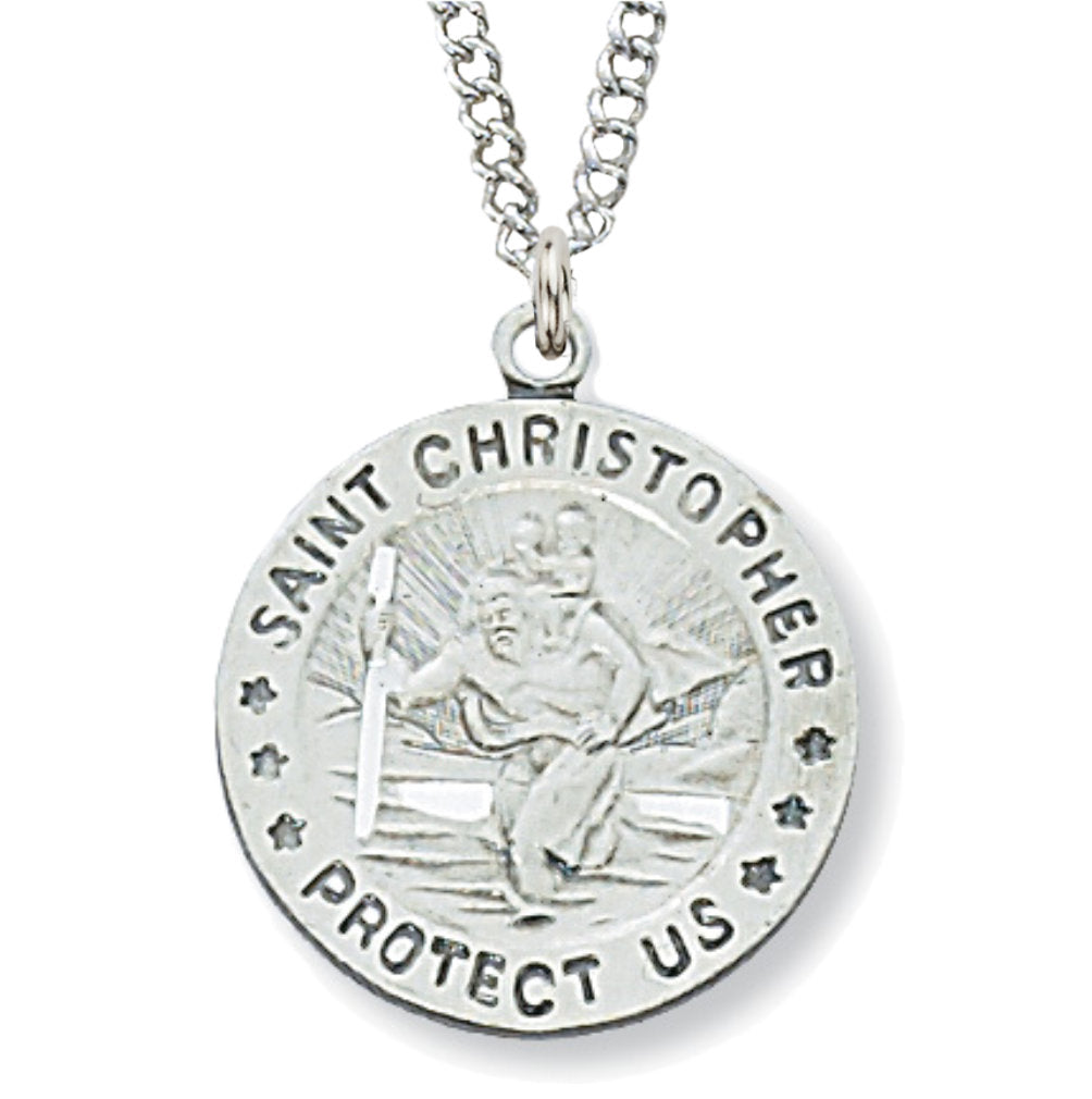 Round St. Christopher Medal Sterling Silver for Women
