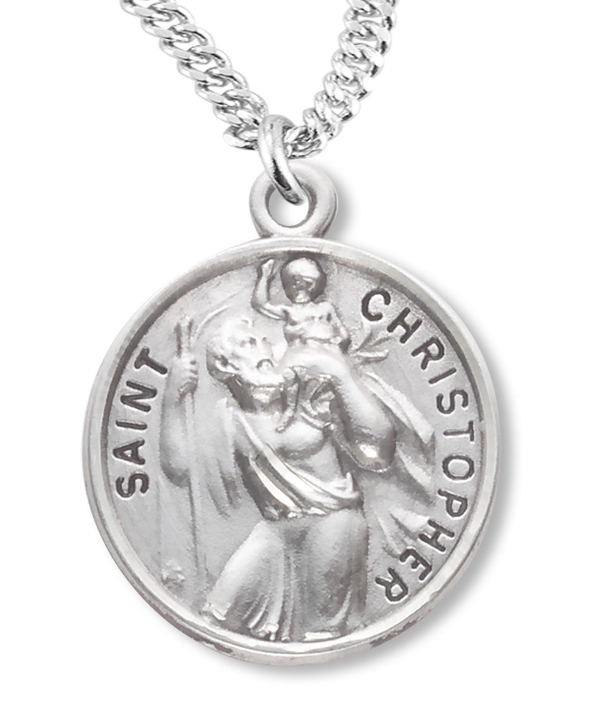 Satin Finish Sterling Silver St. Christopher Necklace