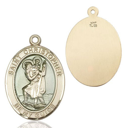 St. Christopher Medal with Blue Inset