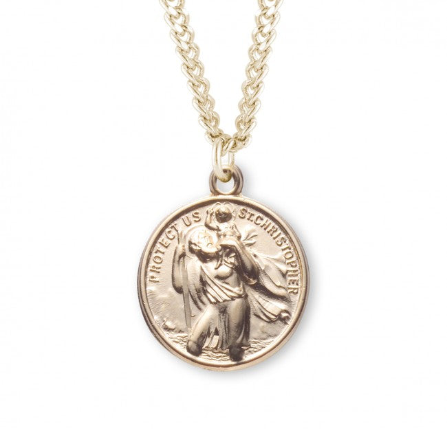 St. Christopher and St. Raphael Necklace Round Sterling Silver
