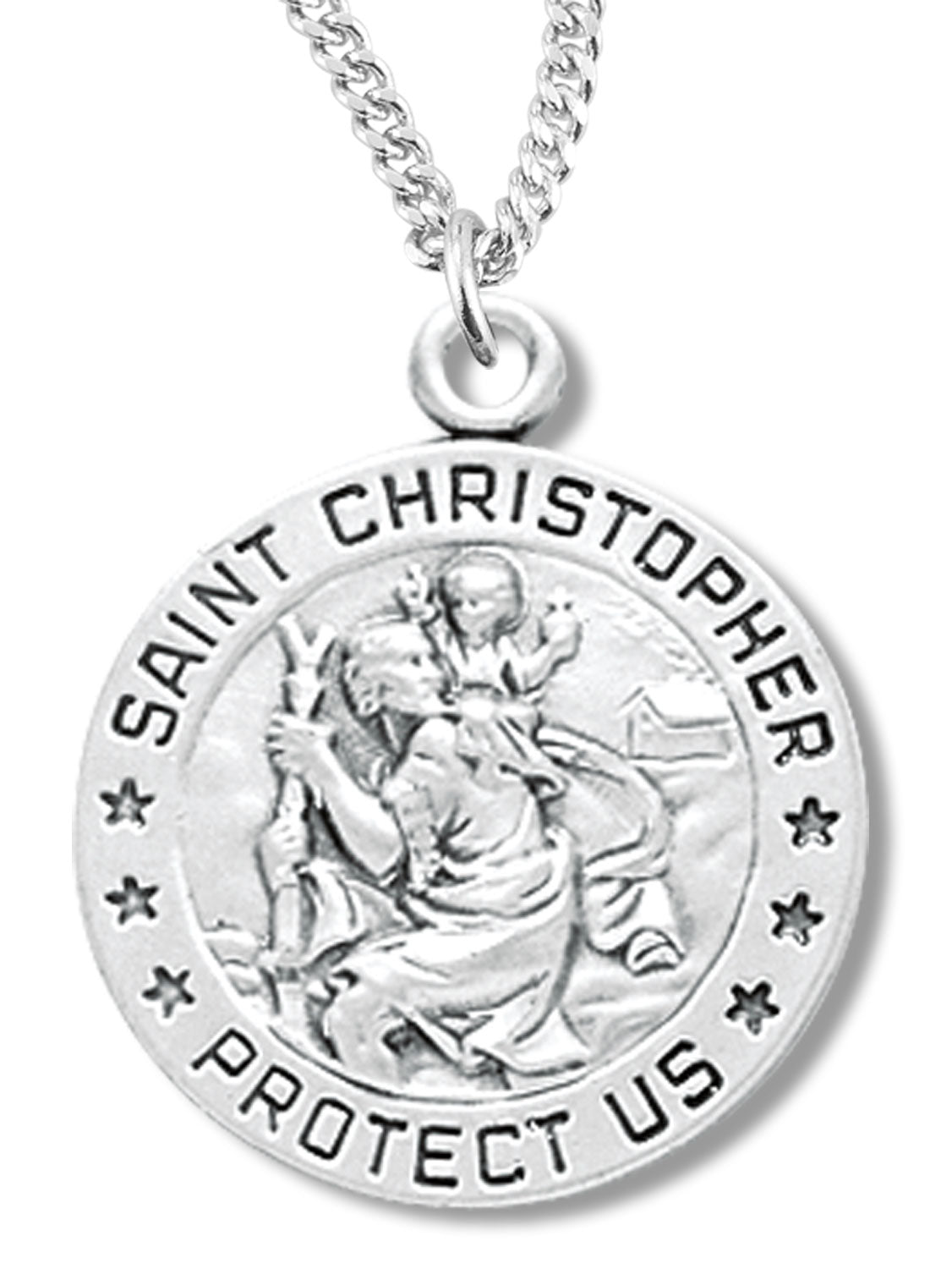 St. Christopher Round Medal Sterling Silver