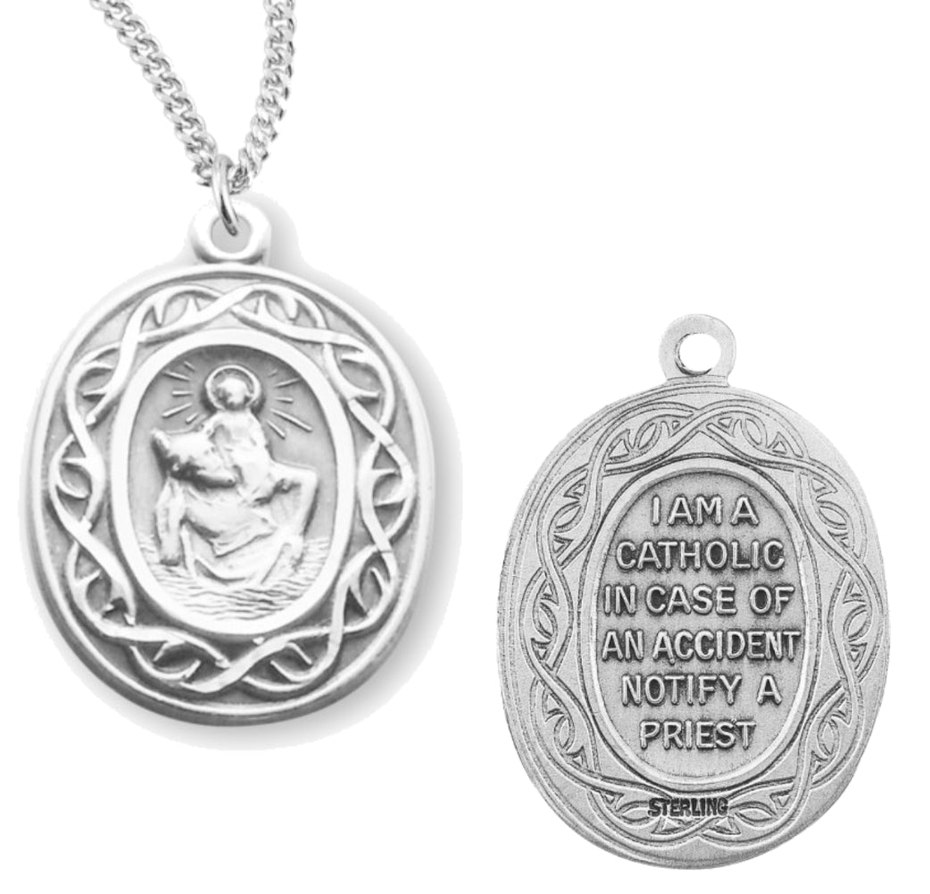 St. Christopher Round Medal Sterling Silver