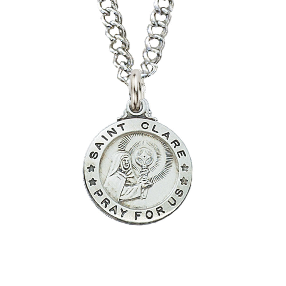 St. Clare Sterling Silver - Smaller Medal
