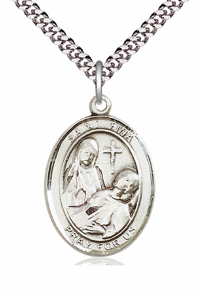 St. Fina Medal - Patron Saint of Chronic Pain & Paralysis | Sterling Silver