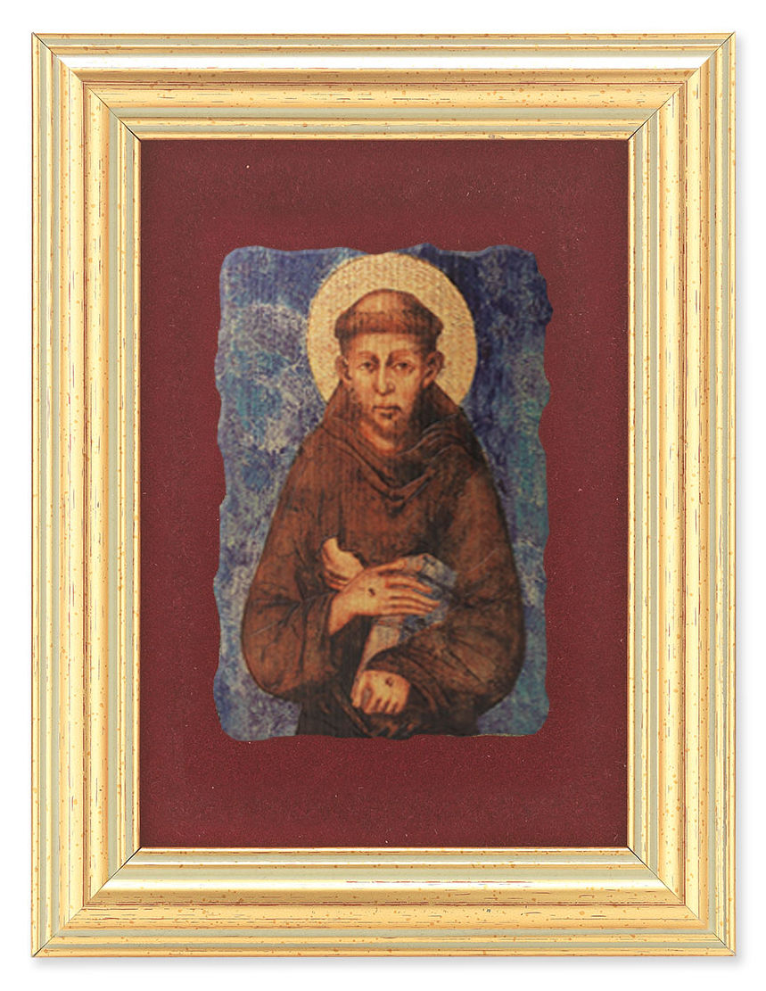 St. Francis 5x6.5 Velvet Back Gold Frame