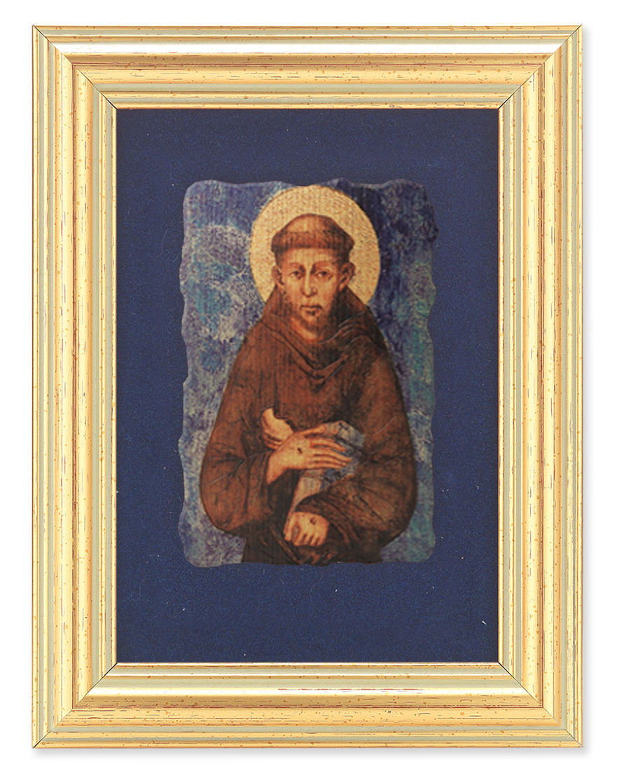 St. Francis 5x6.5 Velvet Back Gold Frame