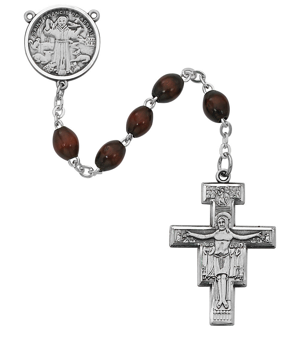 St. Francis of Assisi Rosary with Wood Beads
