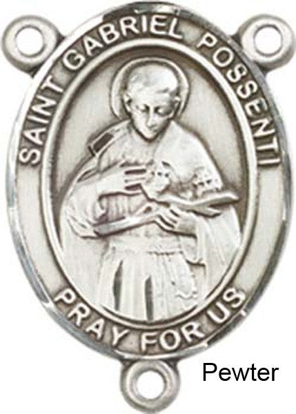 St. Gabriel Possenti Rosary Centerpiece Sterling Silver or Pewter