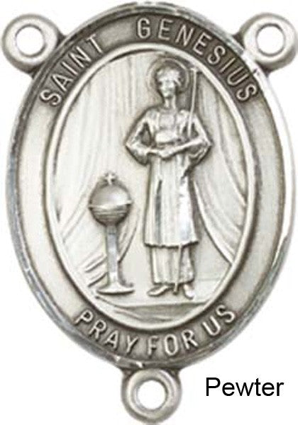 St. Genesius of Rome Rosary Centerpiece Sterling Silver or Pewter