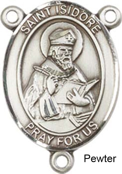 St. Isidore of Seville Rosary Centerpiece Sterling Silver or Pewter