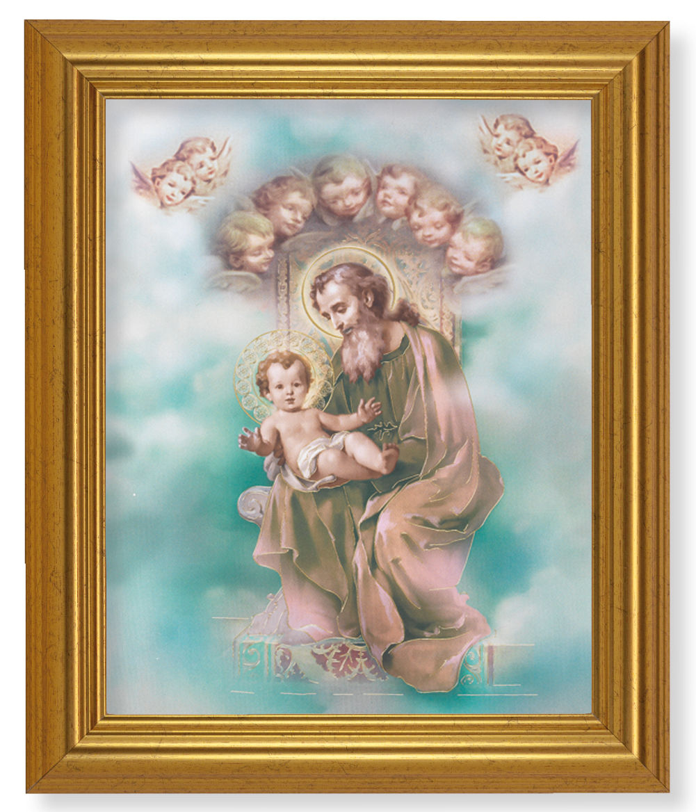 St. Joseph with Angels 8x10 Framed Print Under Glass