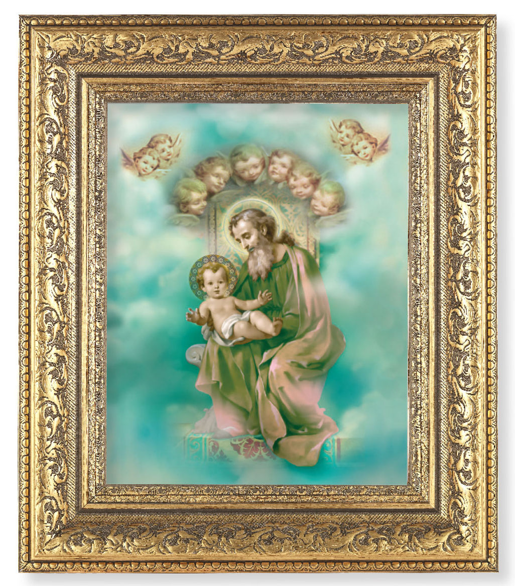 St. Joseph with Angels 8x10 Framed Print Under Glass