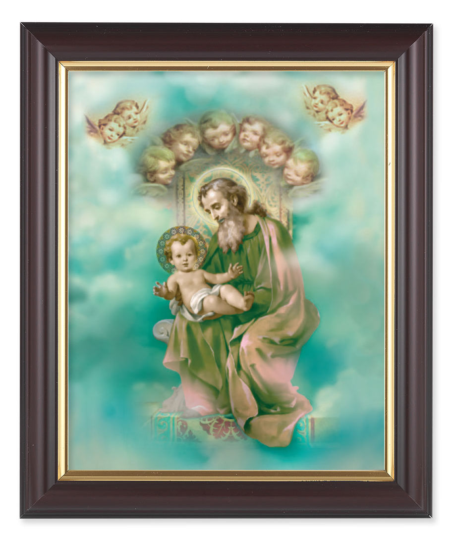 St. Joseph with Angels 8x10 Framed Print Under Glass