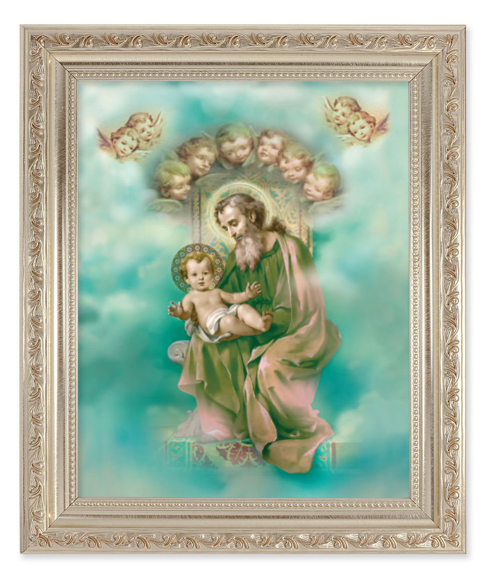 St. Joseph with Angels 8x10 Framed Print Under Glass
