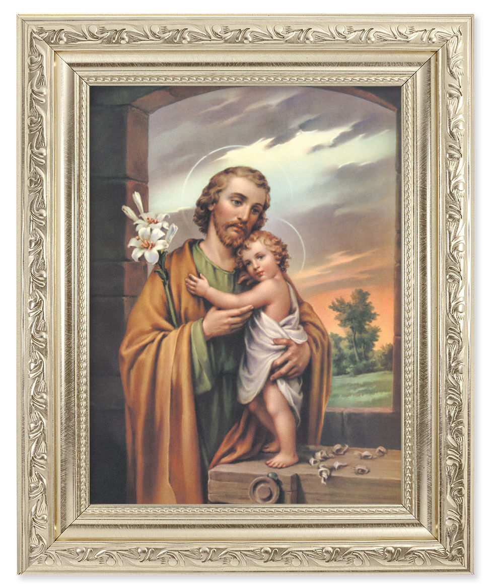 St. Joseph and Child Jesus with Lily 6x8 Print Under Glass