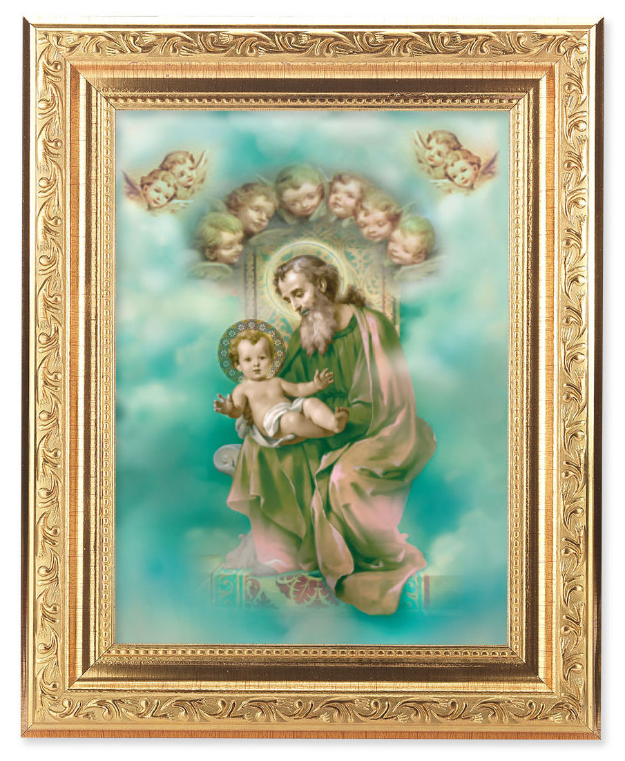 St. Joseph with Jesus Child 6x8 Print Under Glass