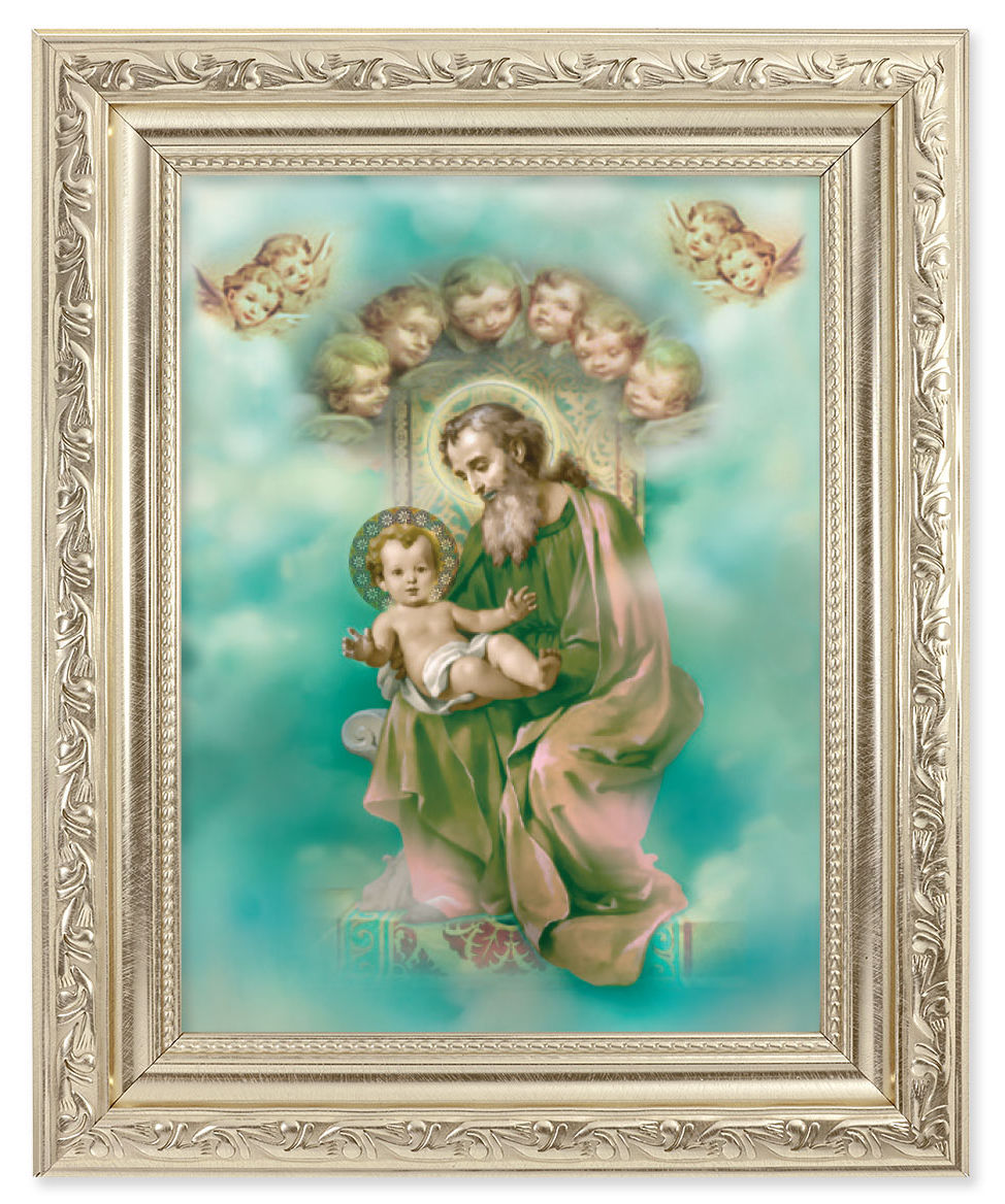 St. Joseph with Jesus Child 6x8 Print Under Glass