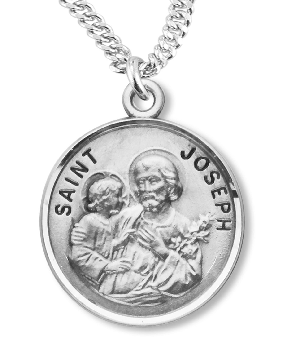Round St. Joseph Sterling Silver Pendant
