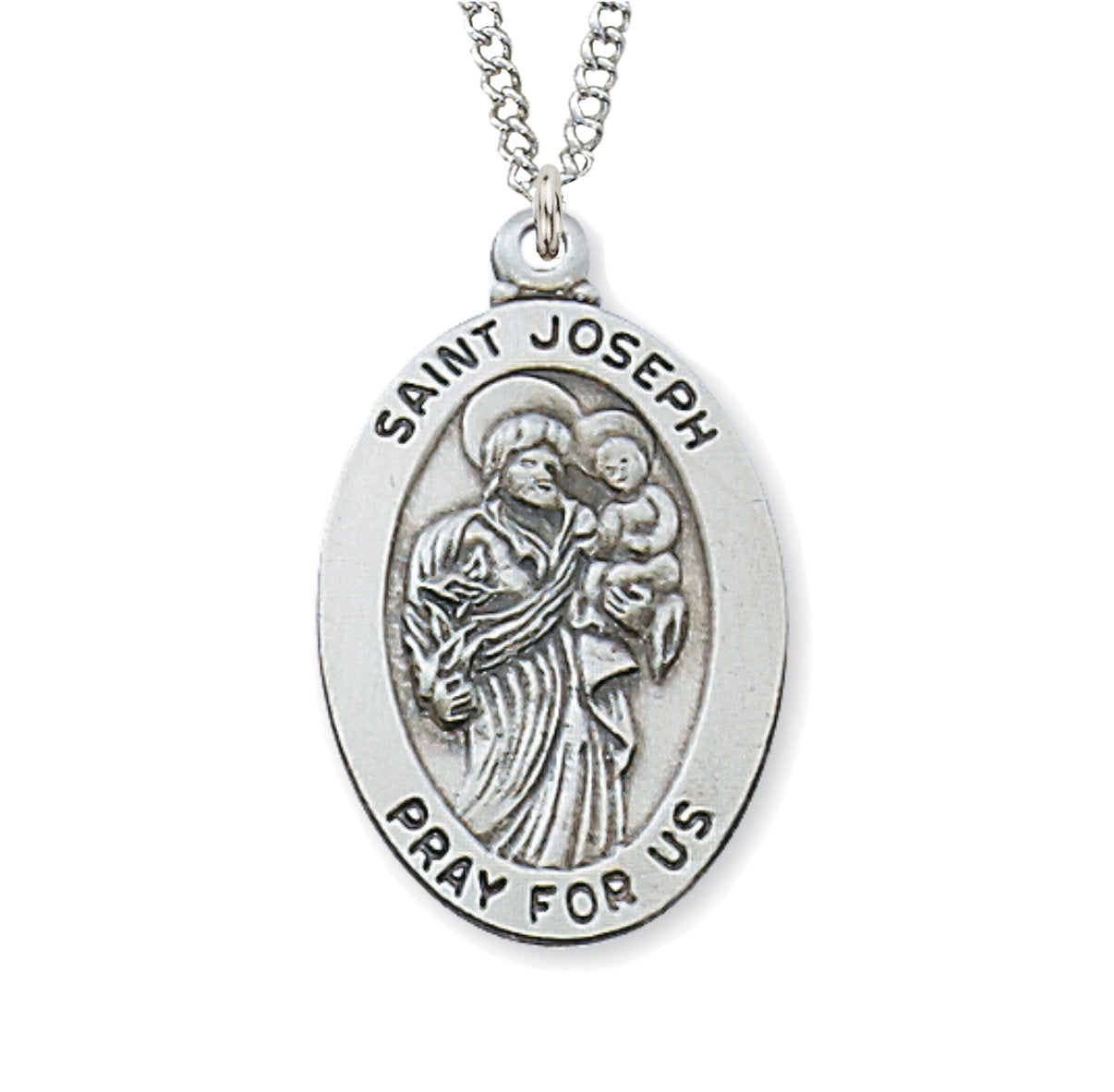 St. Joseph Medal Sterling Silver Oval for Boys